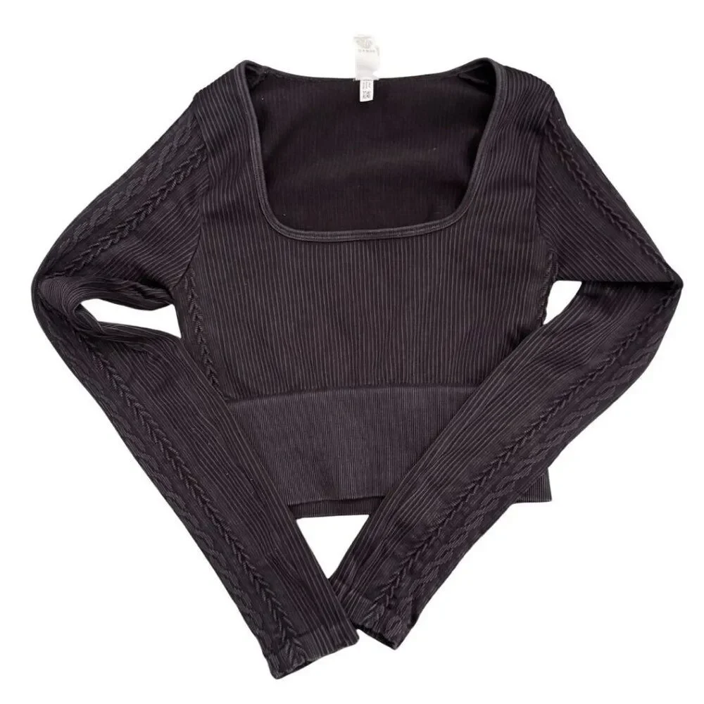 Offline by Aerie Ribbed Crop Top - Black, XS, NWOT